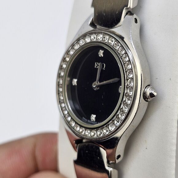 ESQ By Movado‎ Swiss Women’s Watch 25MM Black Dial Gray Bracelet 6" New Battery - Picture 3 of 12